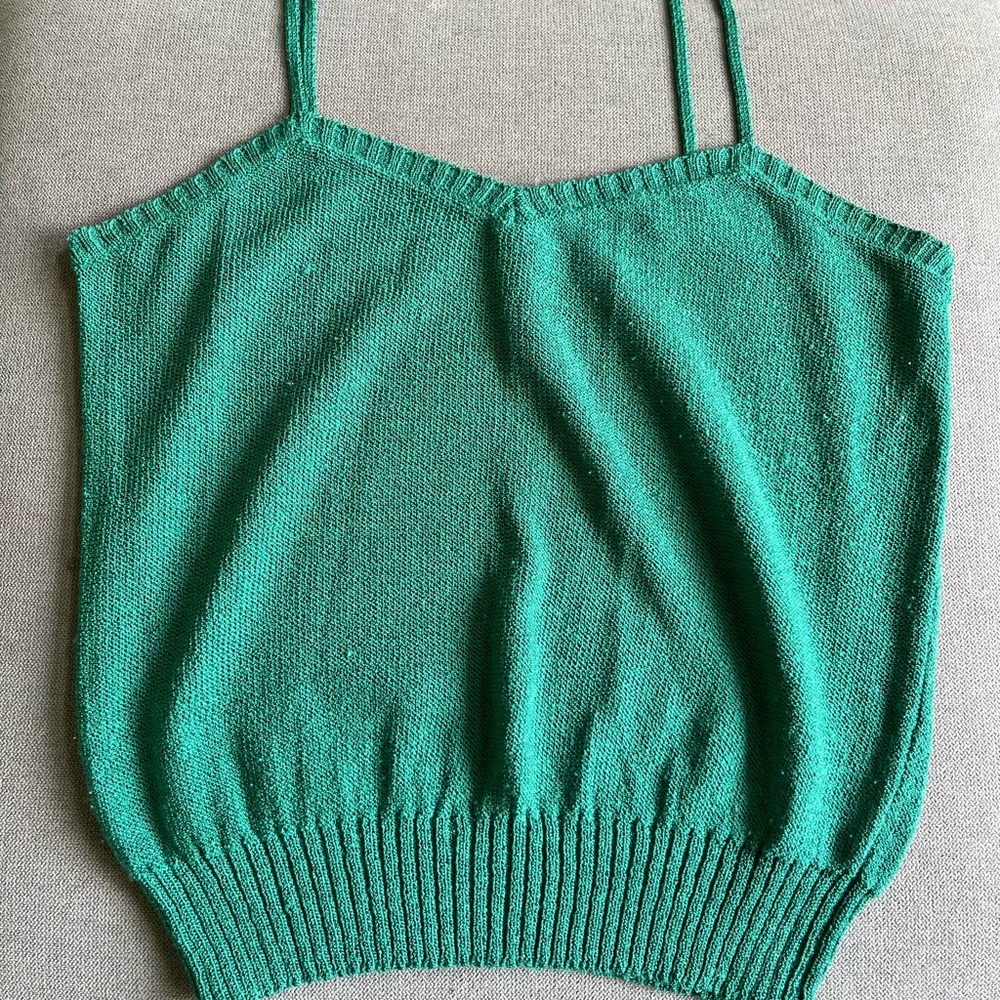 Maya Green Ribbed Sleeveless Camisole